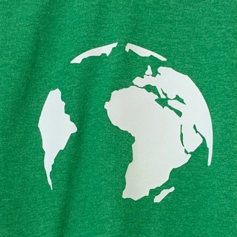 New Hand Printed Youth Medium Green Save The Planet Earth Crew Neck Tee Shirt