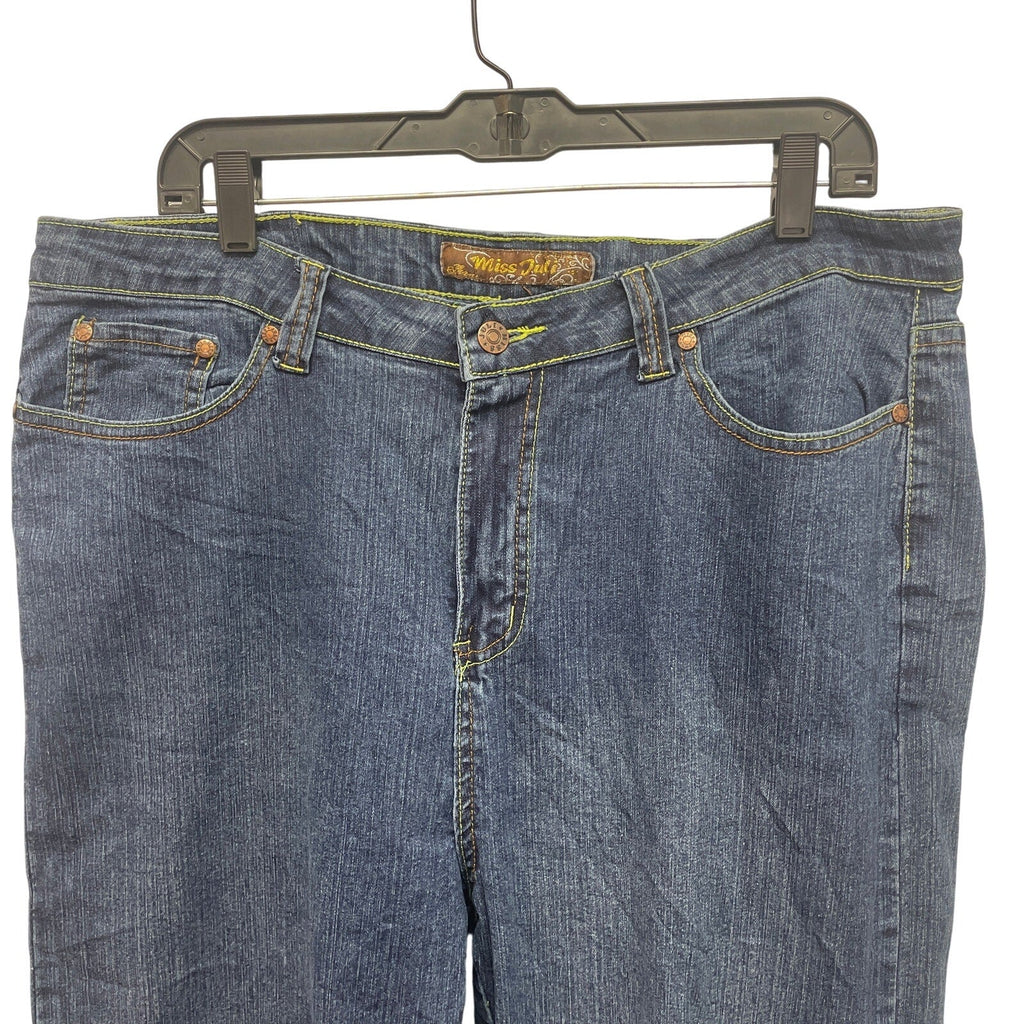 Miss Juli Plus Size 16 Stretch Cotton Blend Cool Pocket Swirl Denim Blue Jeans