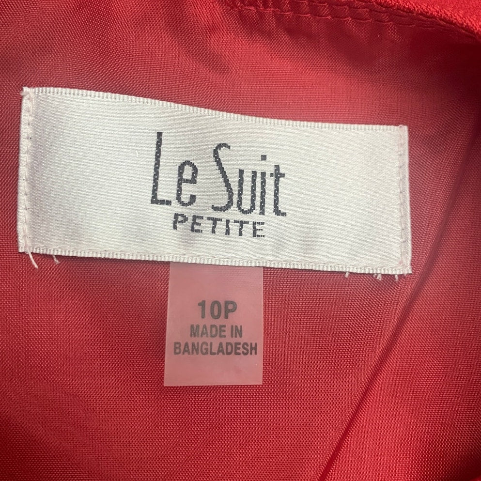 New Le Suit Petite Womens 10P Sleeveless Fitted Career Red Sheath Midi Dress