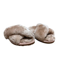 Crazy Lady Womens Size 7/8 Pale Pink Fuzzy Plush Memory Foam Cross Band Slippers