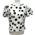 Vintage Sheer Womens Size 16 Ruffled Sleeve Polka Dot Cotton Blend Blouse Top