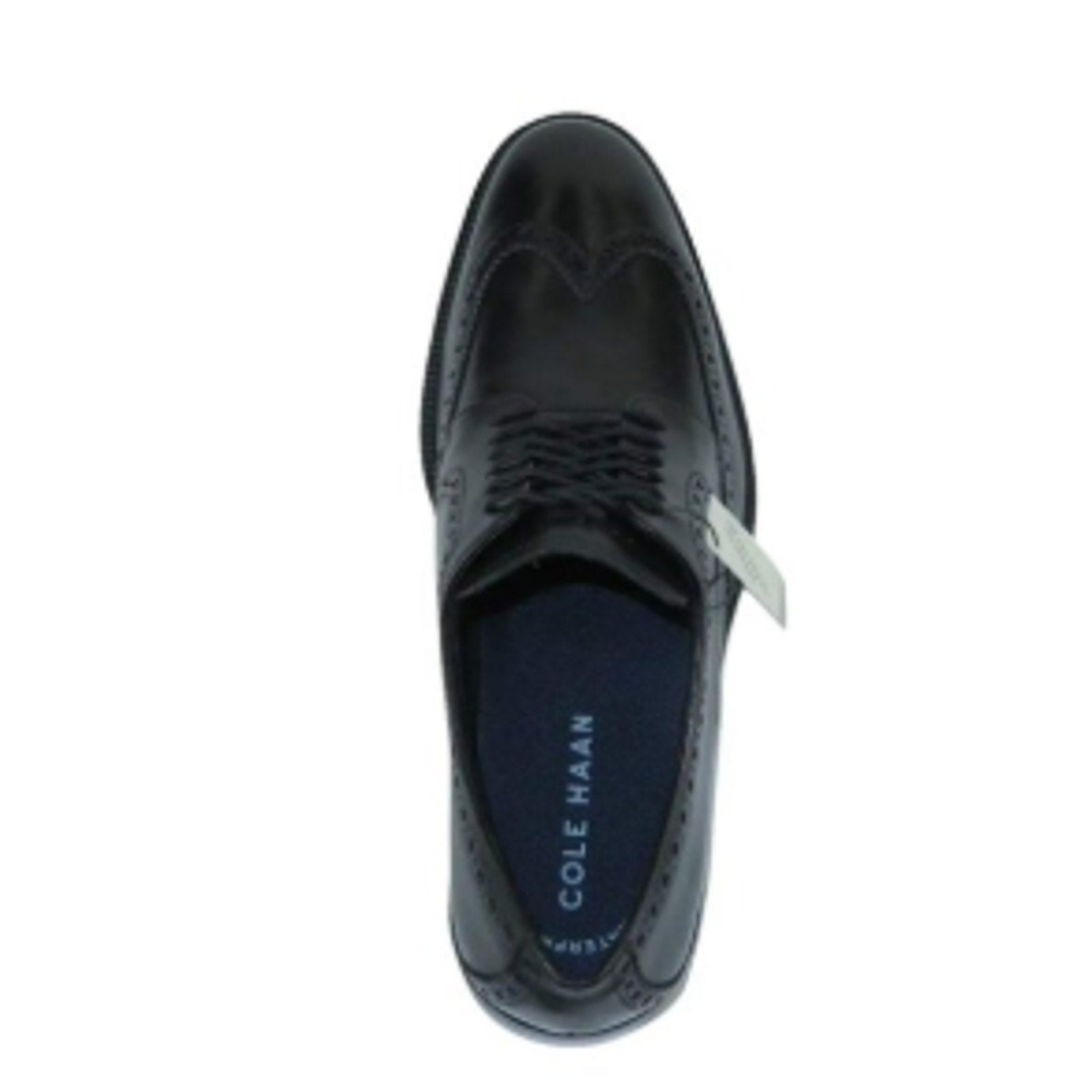 New In Box Cole Haan Men Size 8 Black Leather Lace Wing Oxford Grand 360 Shoes