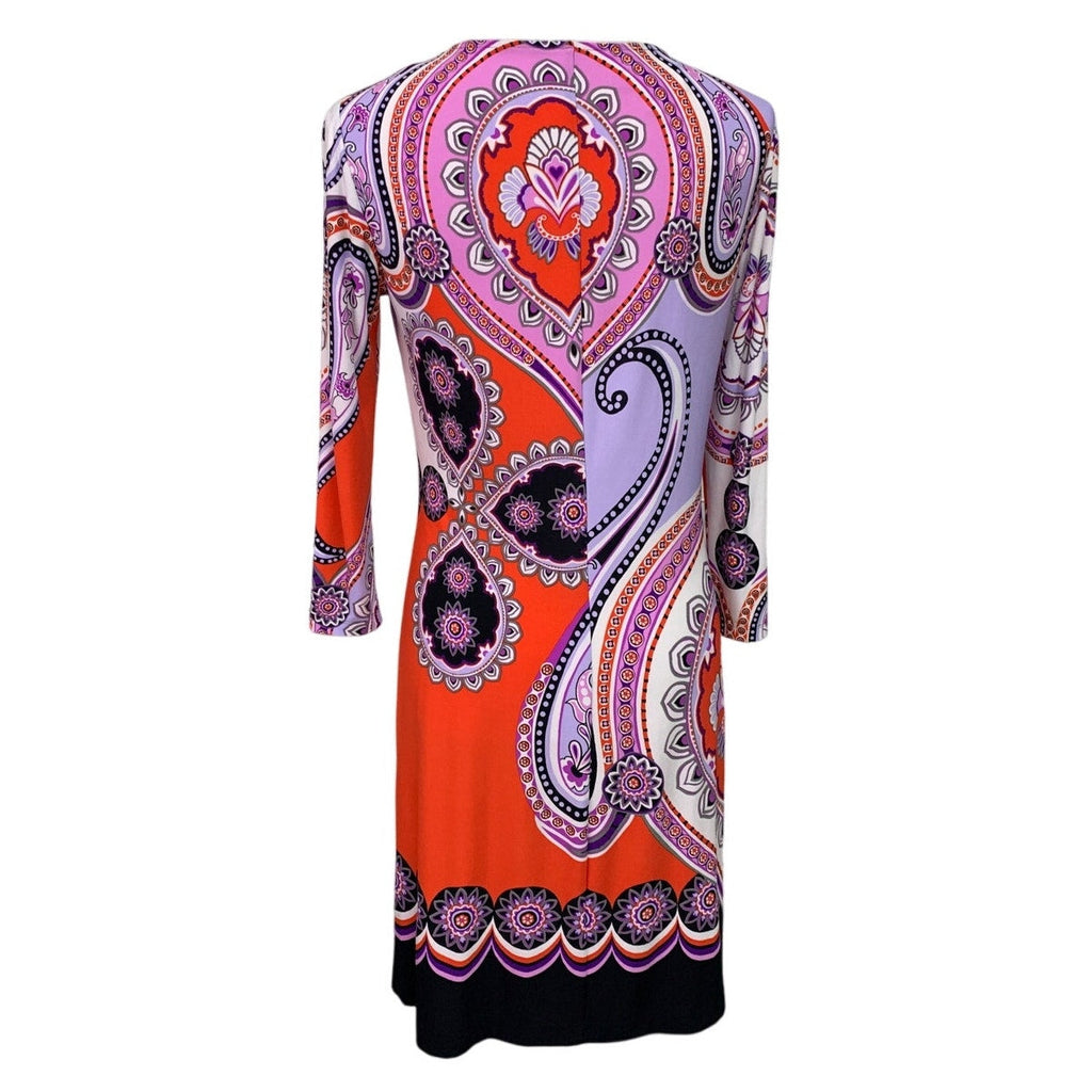 Donna Morgan Womens Size 6 PolySpandex Floral Mandala Long Sleeve Sheath Dress
