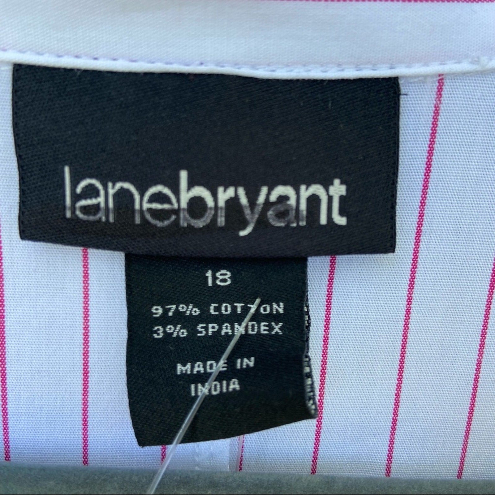 New Lane Bryant Womens Size 18 Cotton Blend Striped Long Sleeve Button Up Shirt