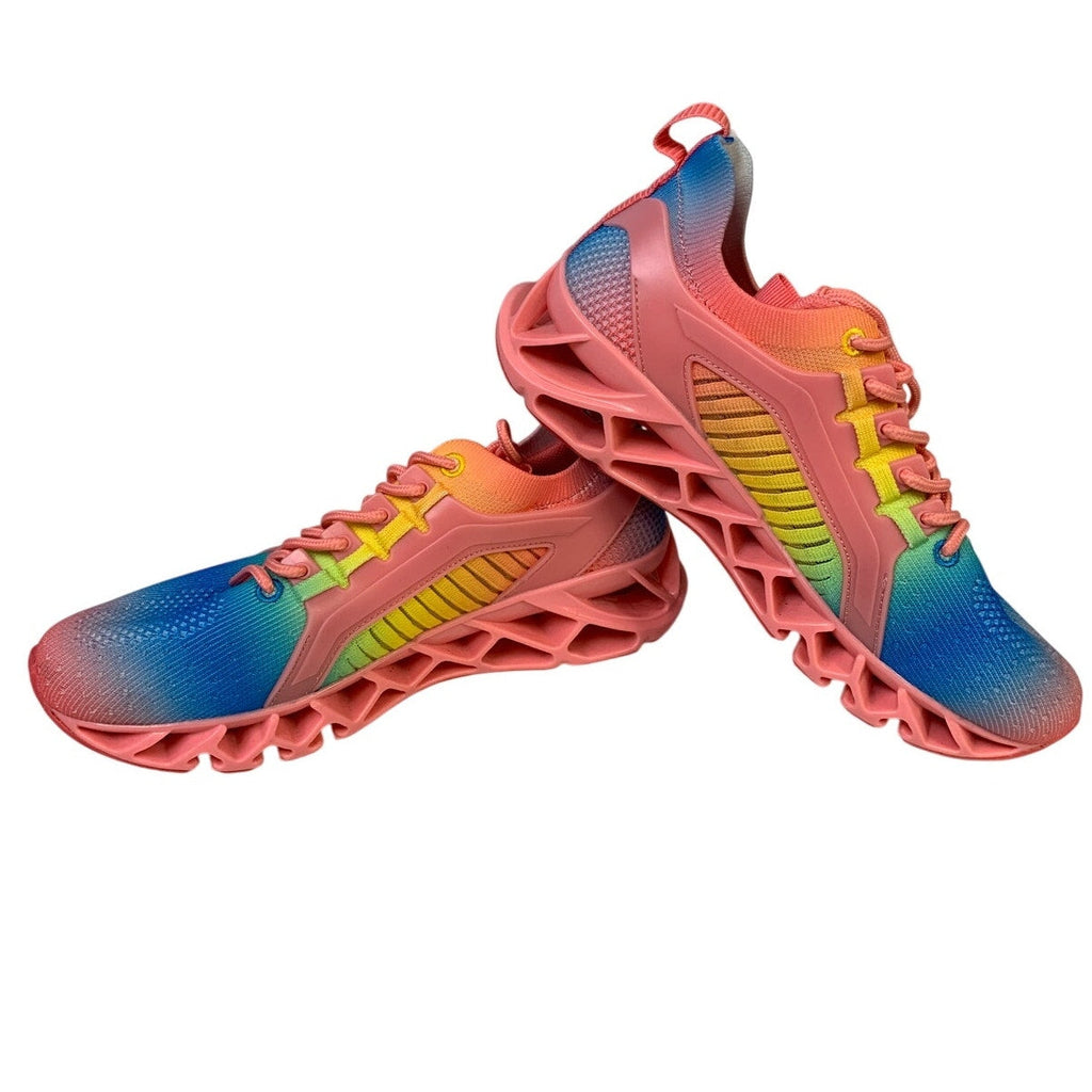 Womens Size 8 Rainbow Sneakers Lace Up Low Top Round Toe Athletic Shoes