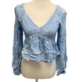 LA Hearts Womens Medium Ruffled Long Sleeve Cropped Floral Smocked Blouse Shirt