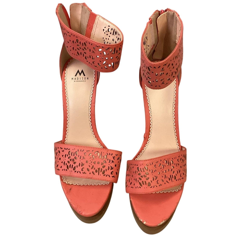 Madison by ShoeDazzle US Size 8.5 Coral High Heel Ankle Strap Gloria Sandals