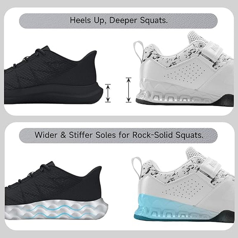 New Manuklear Mens Size 9.5 White Lace Up Anti-Slip Deadlift Weightlifting Shoes