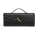 New JYG Black Faux Leather Woven Evening Should Bag Handbag Crossbody Purse