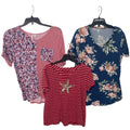Lot of 3 Womens Large Floral Beach Starfish Short Sleeve Summer Tops Shirts