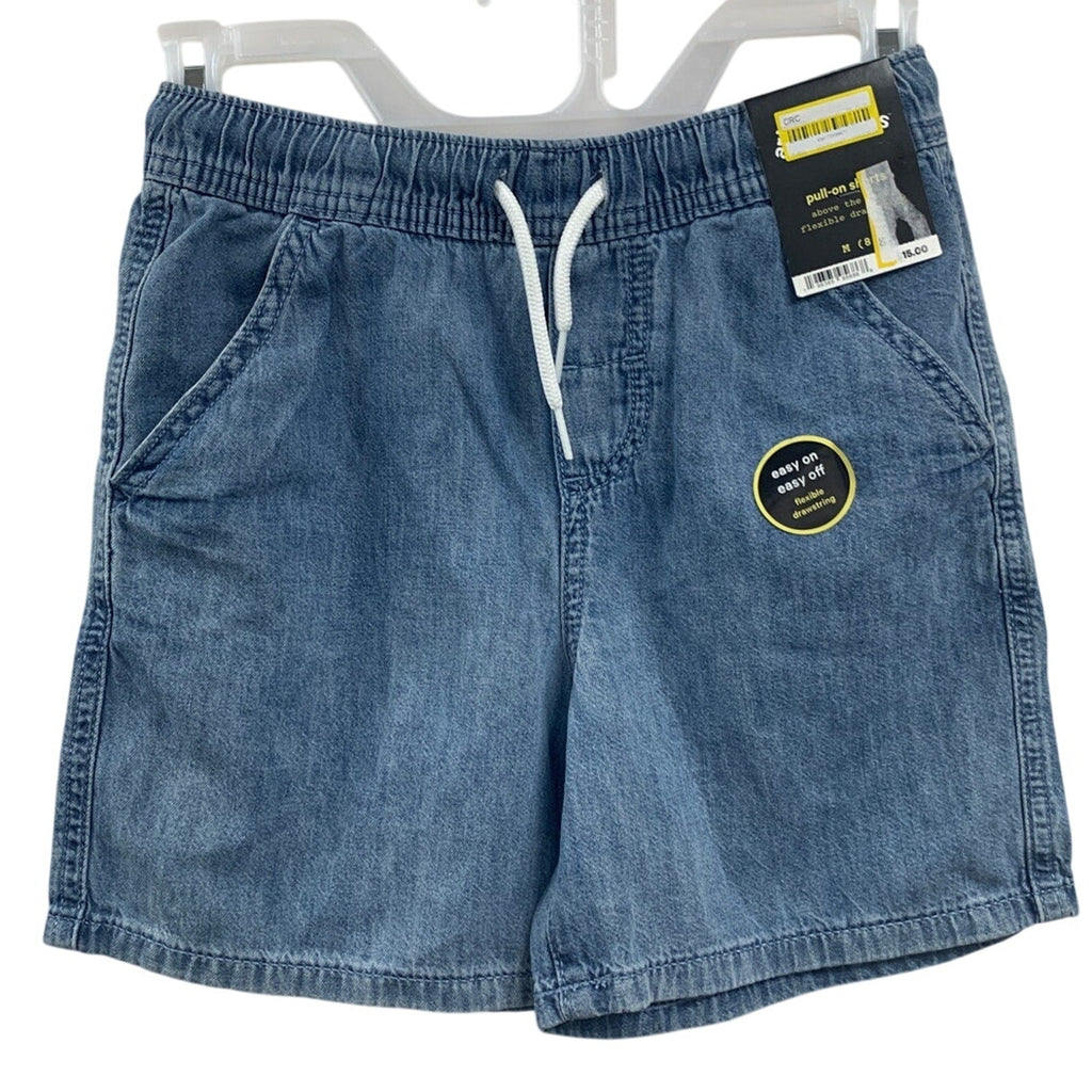 2 New Cat & Jack Kids Small (6/7) 100% Cotton Denim Jean Pull On Elastic Shorts