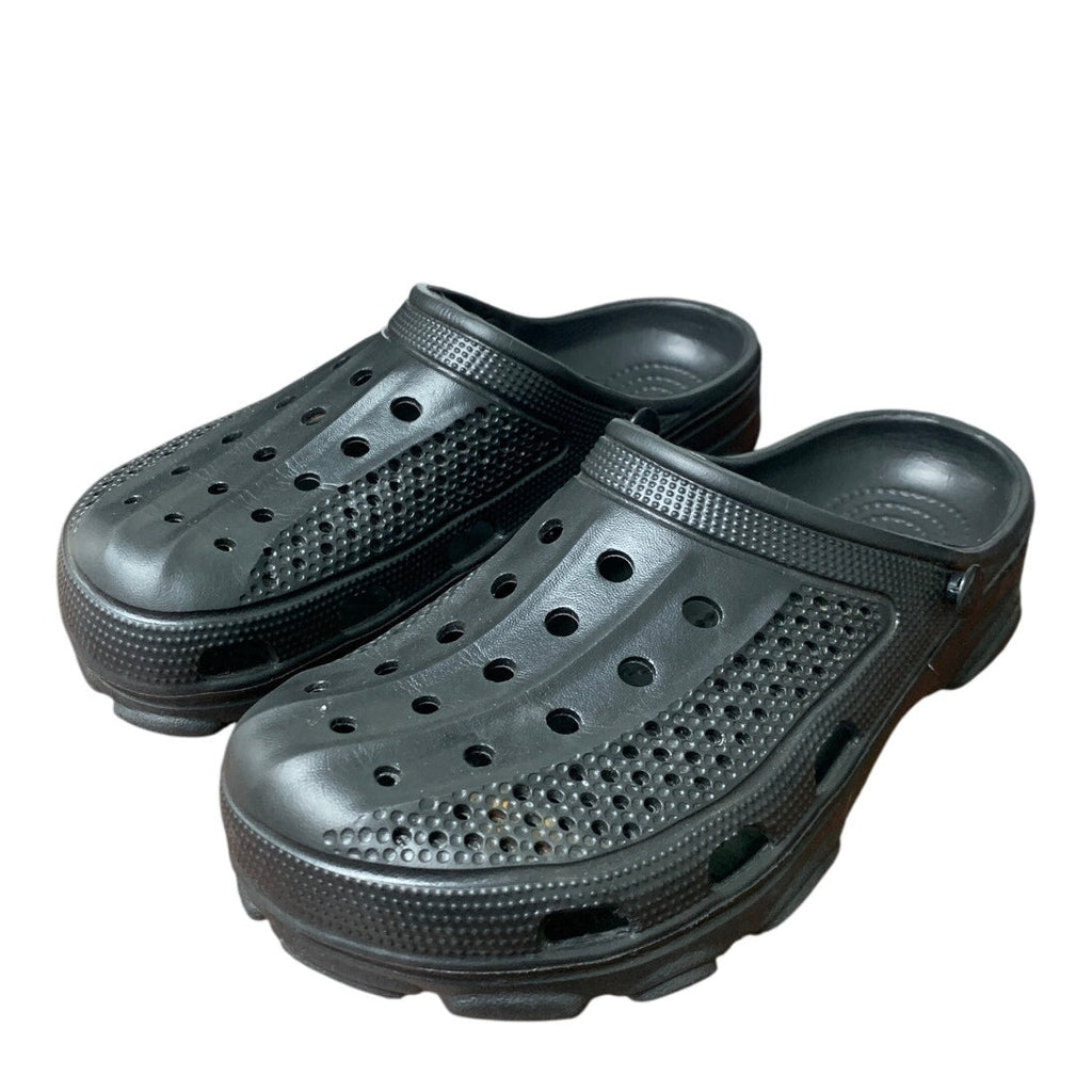Beslip Mens 9.5 Womens 10.5 Black No Heel Strap Slip On Arch Support Clog Shoes