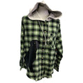 New Hand Printed Womens 3XL Black Lab Dog Long Sleeve Plaid Flannel Hoodie