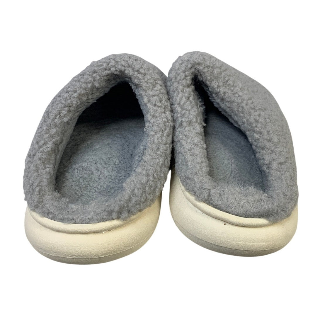 Womens Size 4 Gray Slippers Closed Round Toe Fuzzy Slip On House Shoes