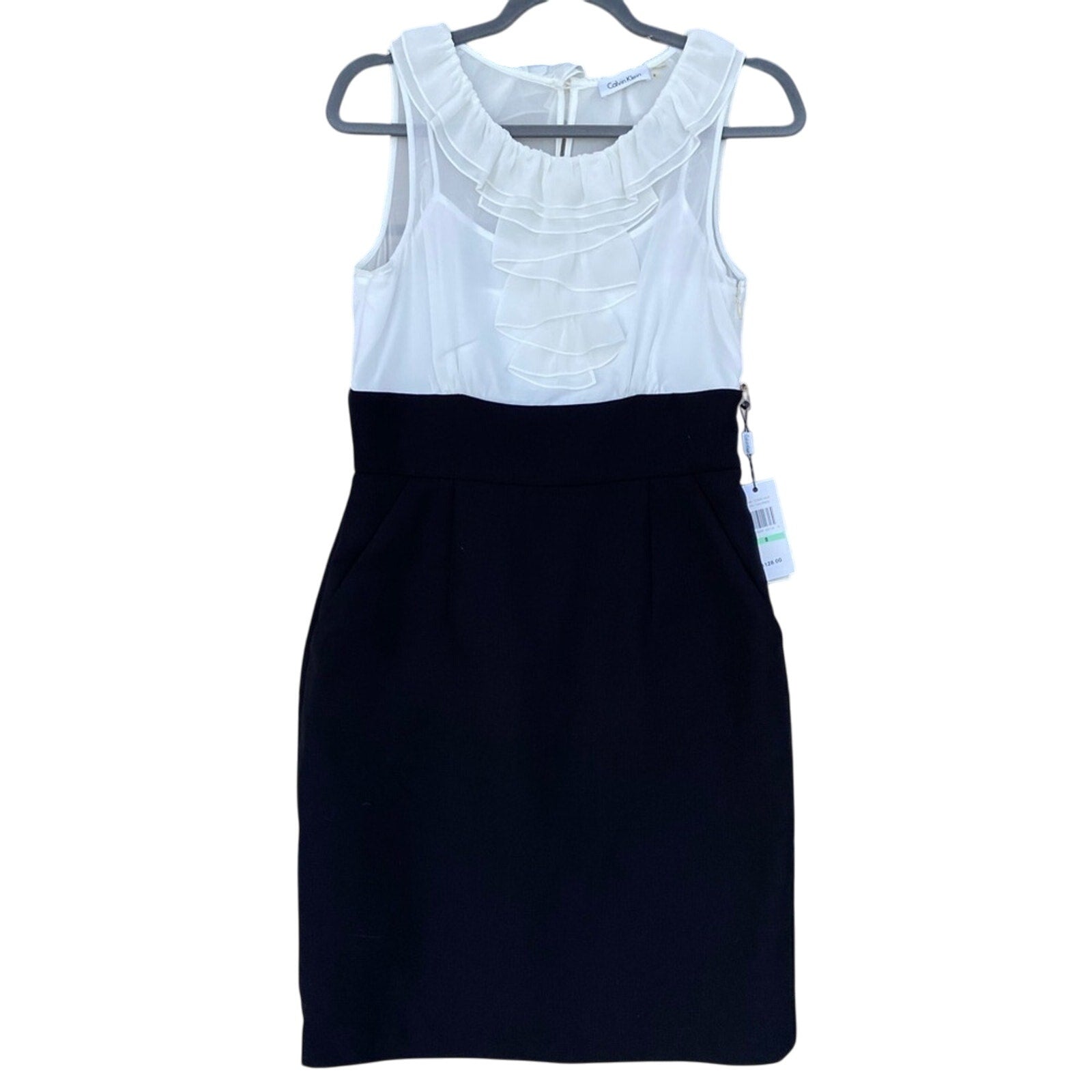 NWT New Calvin Klein Womens Size 8 100% Polyester Sleeveless Lined Sheath Dress
