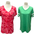 Lot of 2 Faded Glory Womens Large Short Sleeve V-Neck PolyCotton Tee Shirts