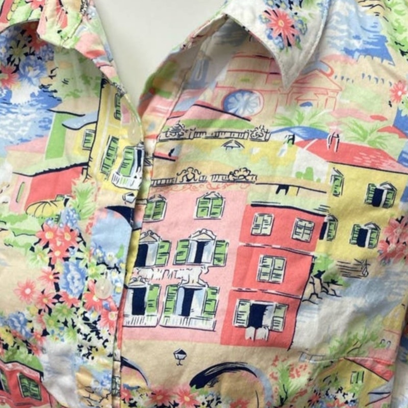 Koret Womens Size 6 Button Down Eurpean Cottage Bridges Cotton Blend Shirt