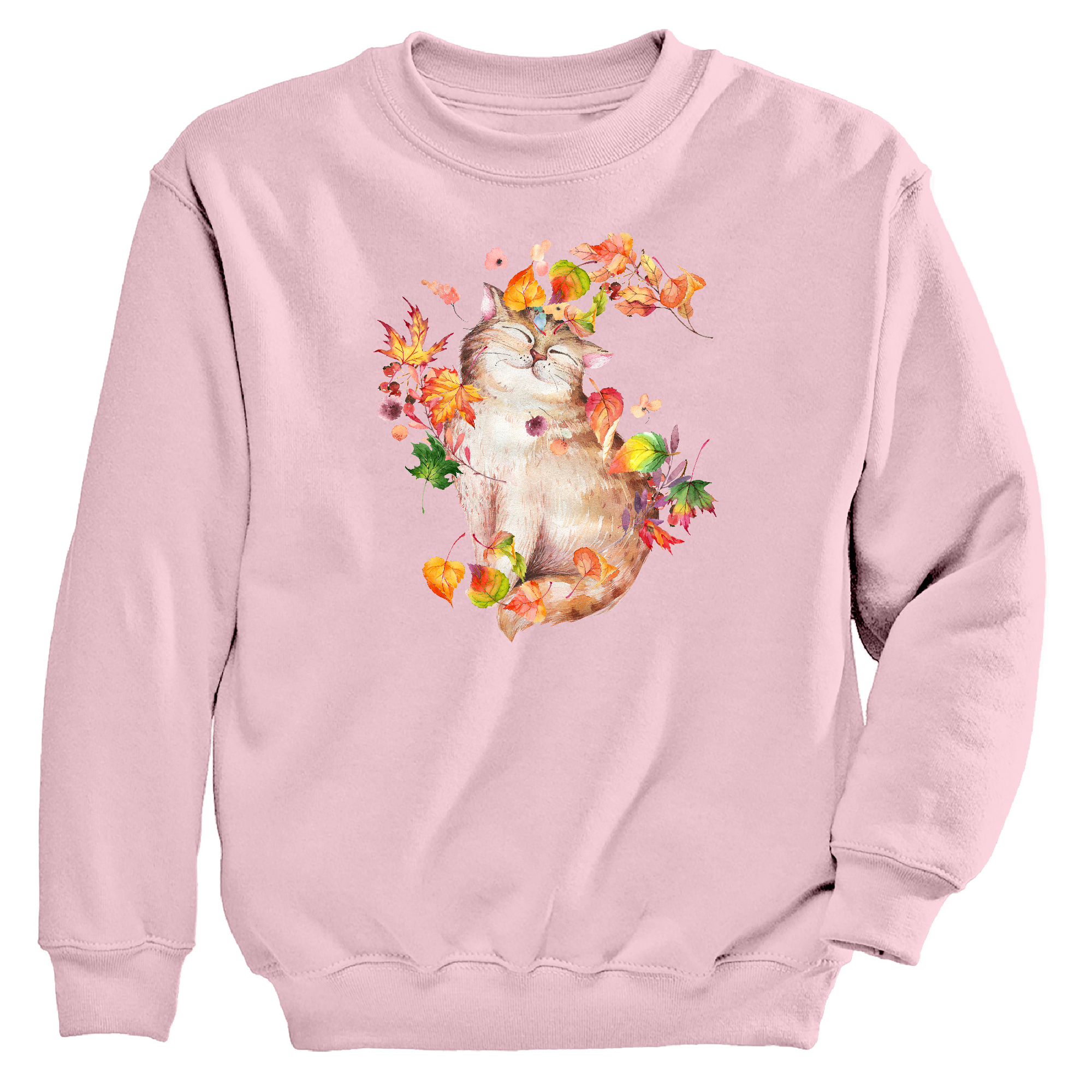 Kitty and Leaves Crewneck Sweatshirt