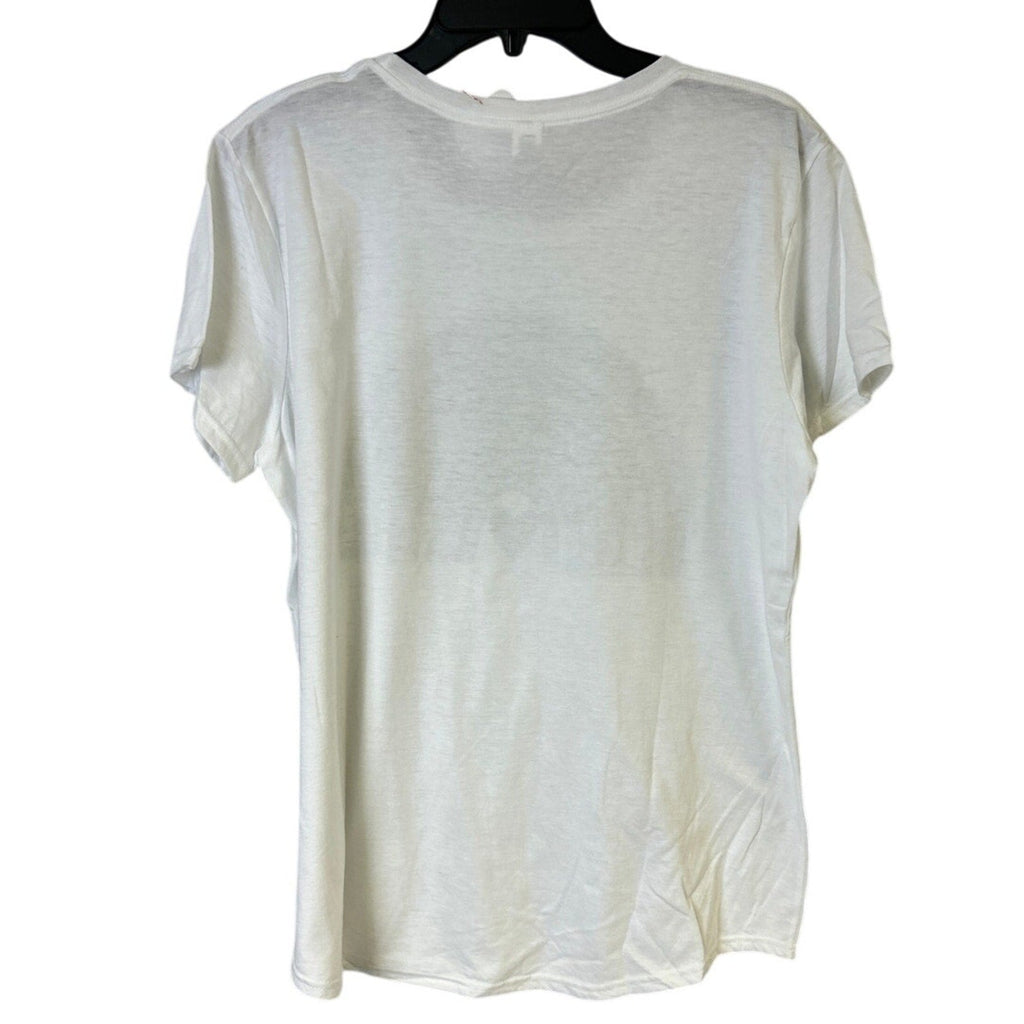 New Hand Printed Womens Large Jesus Loved Chosen Forgiven Free Rainbow Tee Shirt