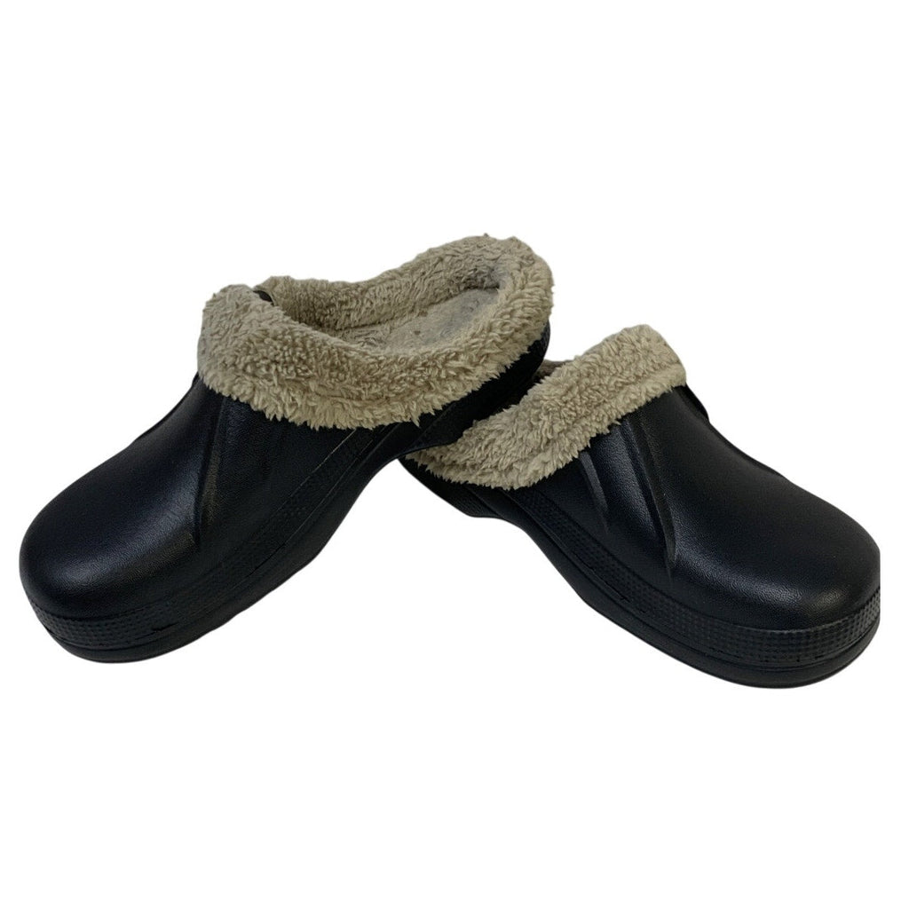 Beslip Womens Size 9 Black Clogs Fur Lined Round Closed Toe Slip On Shoes