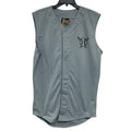 Hand Printed Mens Medium Bat Ball Button Down Sleeveless Baseball Jersey Shirt