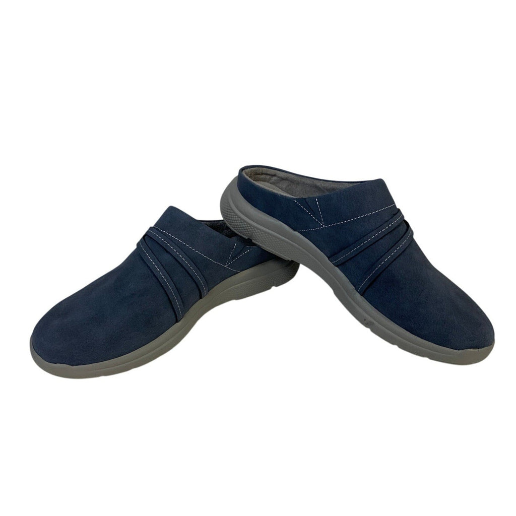 JSport Womens Size 6 Blue Faux Leather Gina Slip On Memory Foam Sneaker Shoes