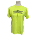 Hand Printed Upcycled Kids XXL Dragonfly Neon Yellow Short Sleeve Tee Shirt