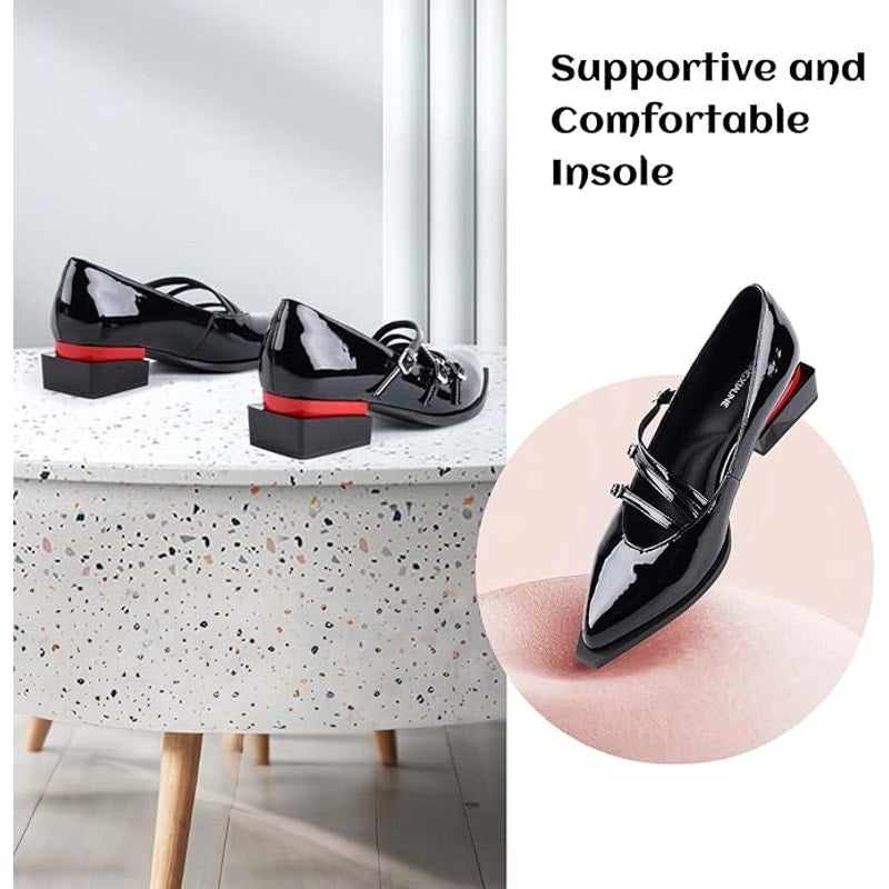 New LingxiaUne Womens Size 8 Black Patent Leather Dress Pointed Toe Loafer Shoes
