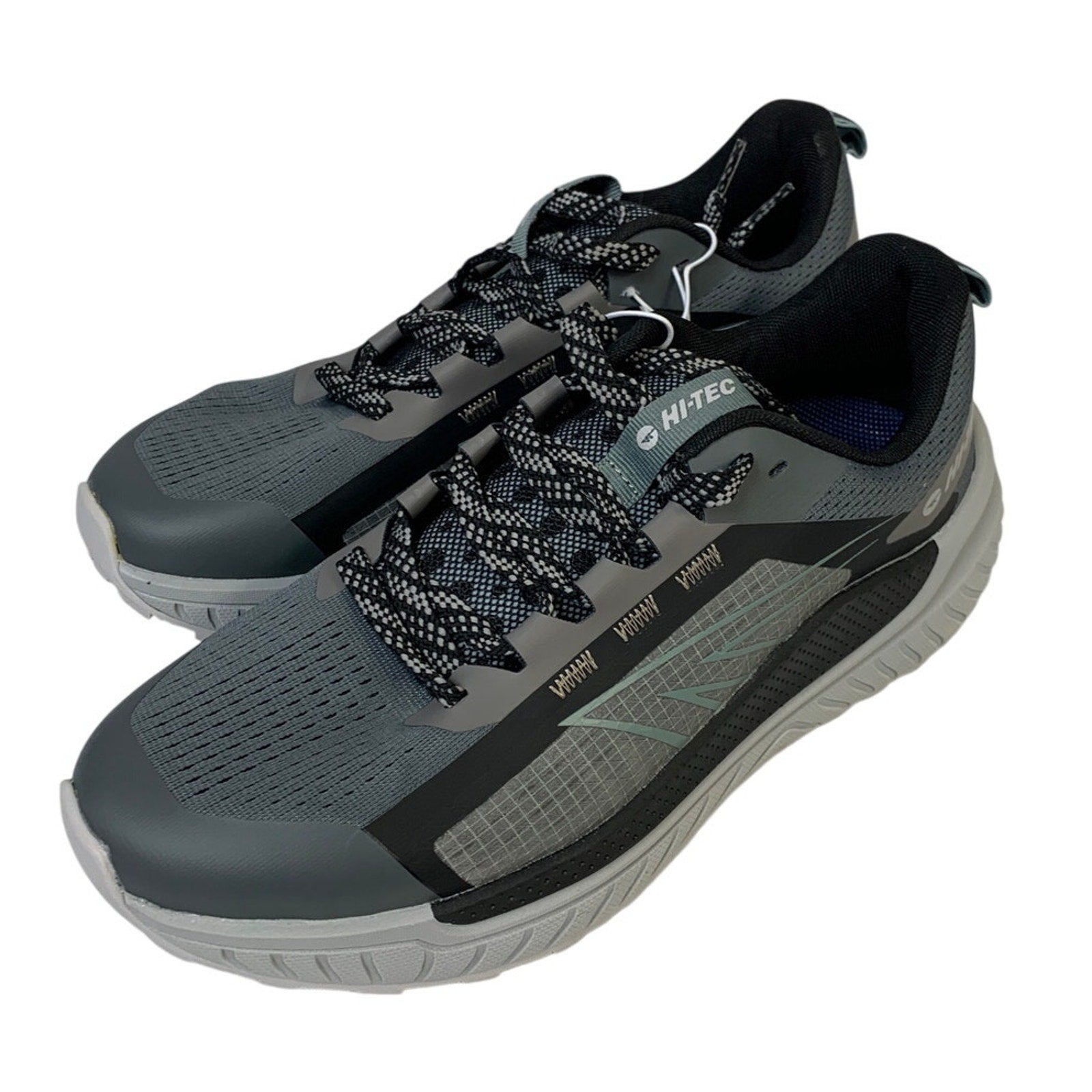 Hi-Tec Mens Size 9 Black Gray Mesh Lace Up Athletic Running Tennis Shoes