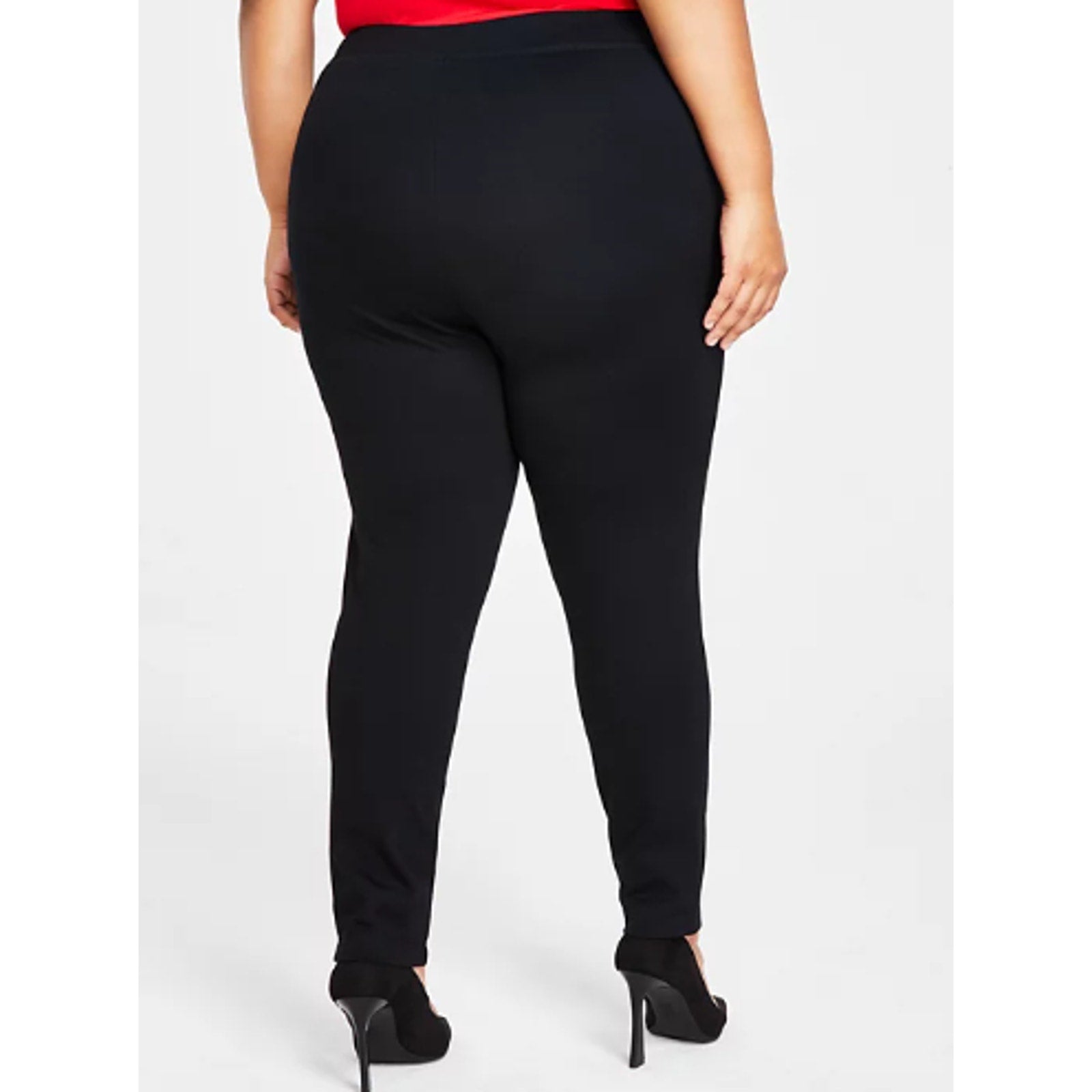 INC Womens Plus Size 22WP Skinny Pull-On Mid Rise Basic Black Ponte Pants