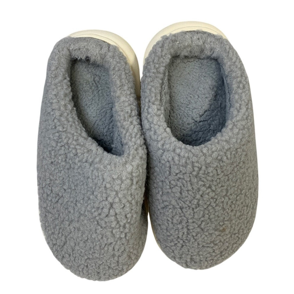 Womens Size 4 Gray Slippers Closed Round Toe Fuzzy Slip On House Shoes