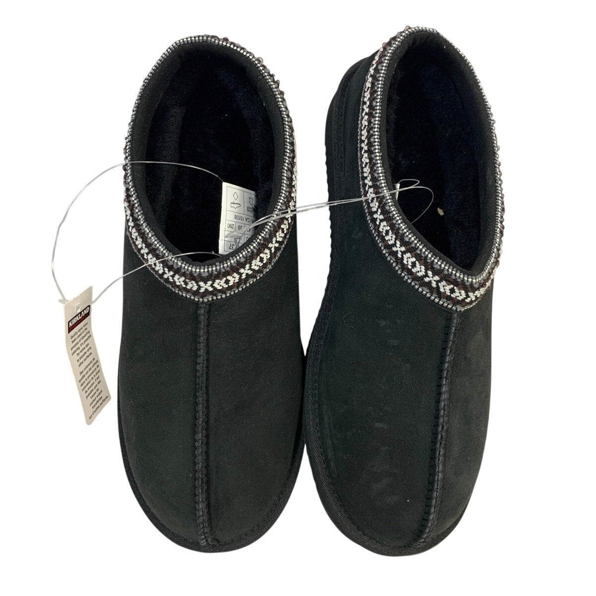 NWT Kirkland Signature Womens 12 Black Shearling Slipper Slip On House Shoes