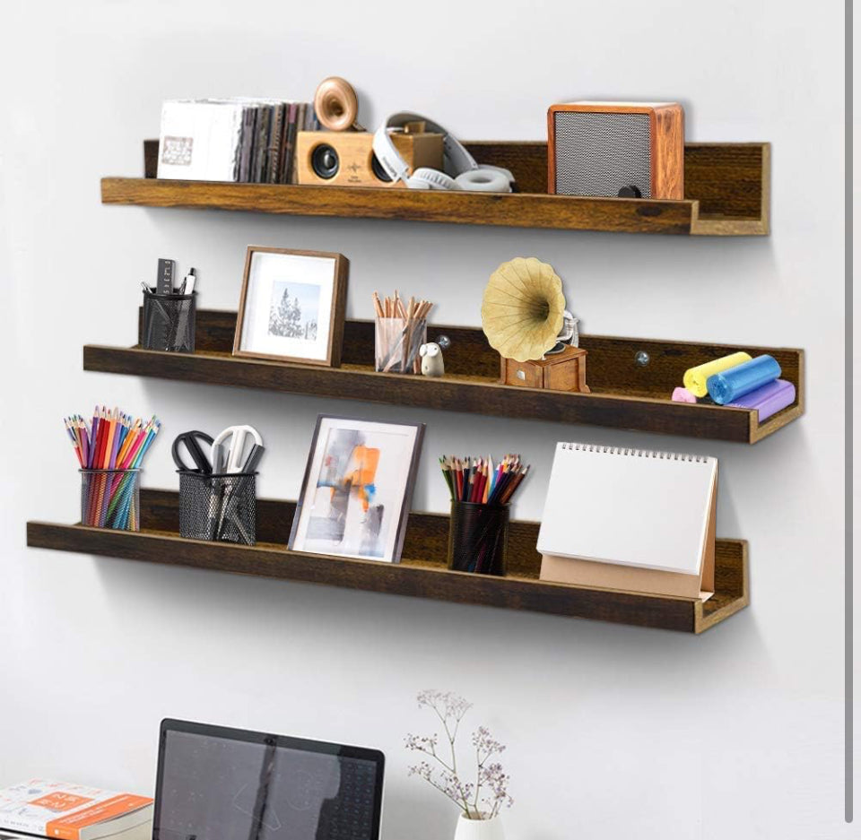 Giftgarden 36 Inch Multi Colors Floating Shelves for Wall Mount, Assorted Colors Wood Wall Shelf Ledge for Bathroom Bedroom Living Room Kitchen Storag