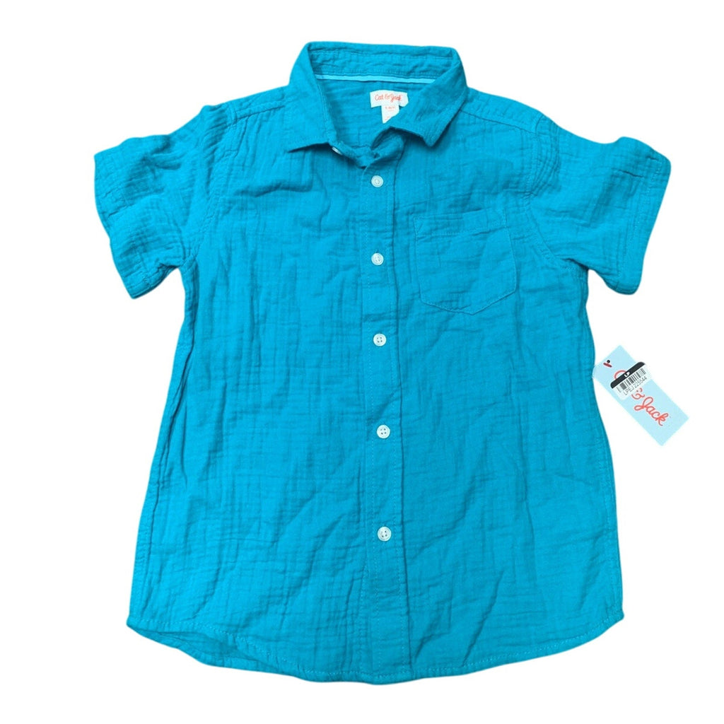 2 New Cat & Jack Boys Medium (8) Short Sleeve 100% Cotton Button Up Shirts