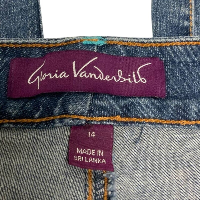 Gloria Vanderbilt Womens Size 14 Stretch Cotton Denim Blue Jean Capris w Flowers