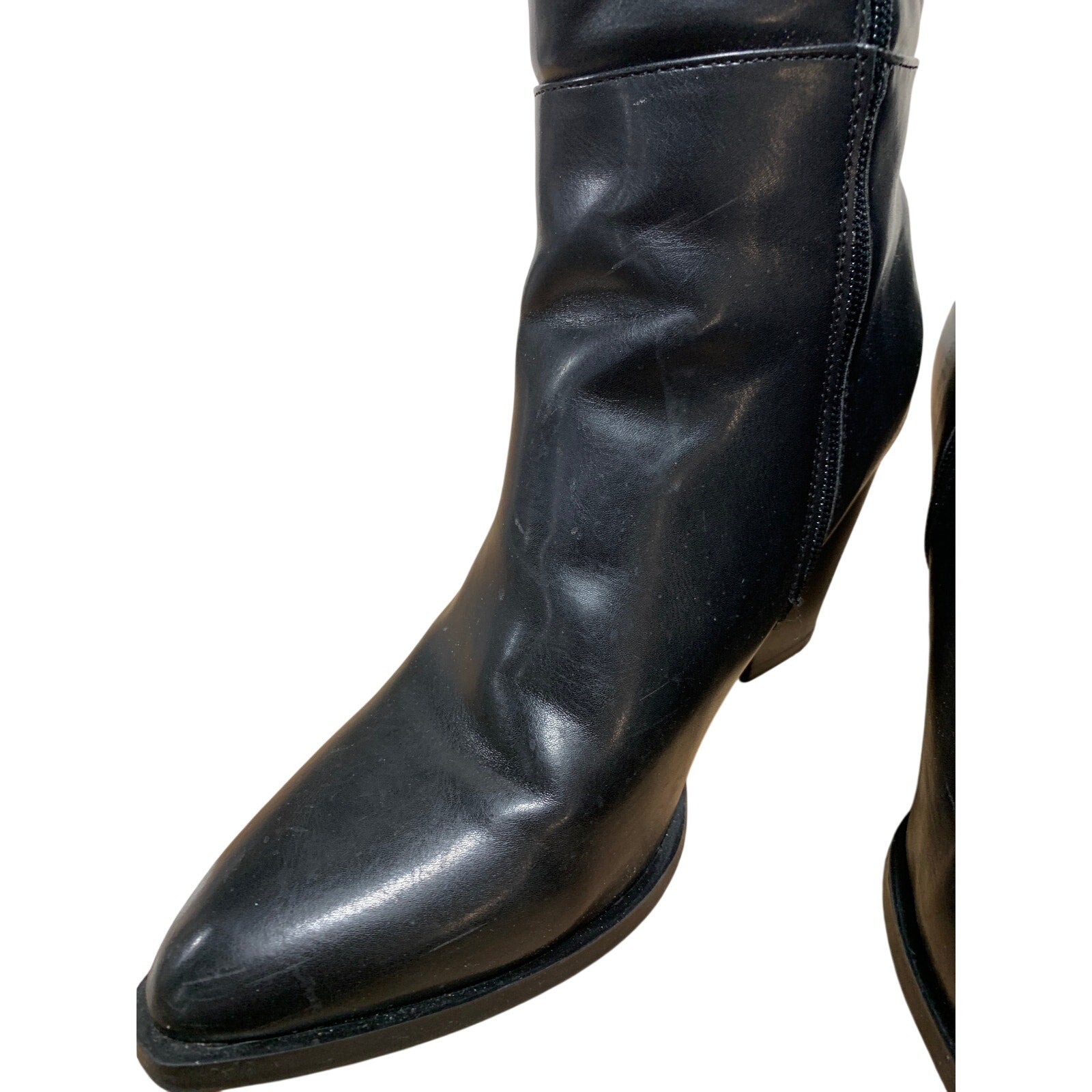 Vepose Womens Size 9 Black 3.5" Heel Knee High Boots Closed Pointed Toe Shoes
