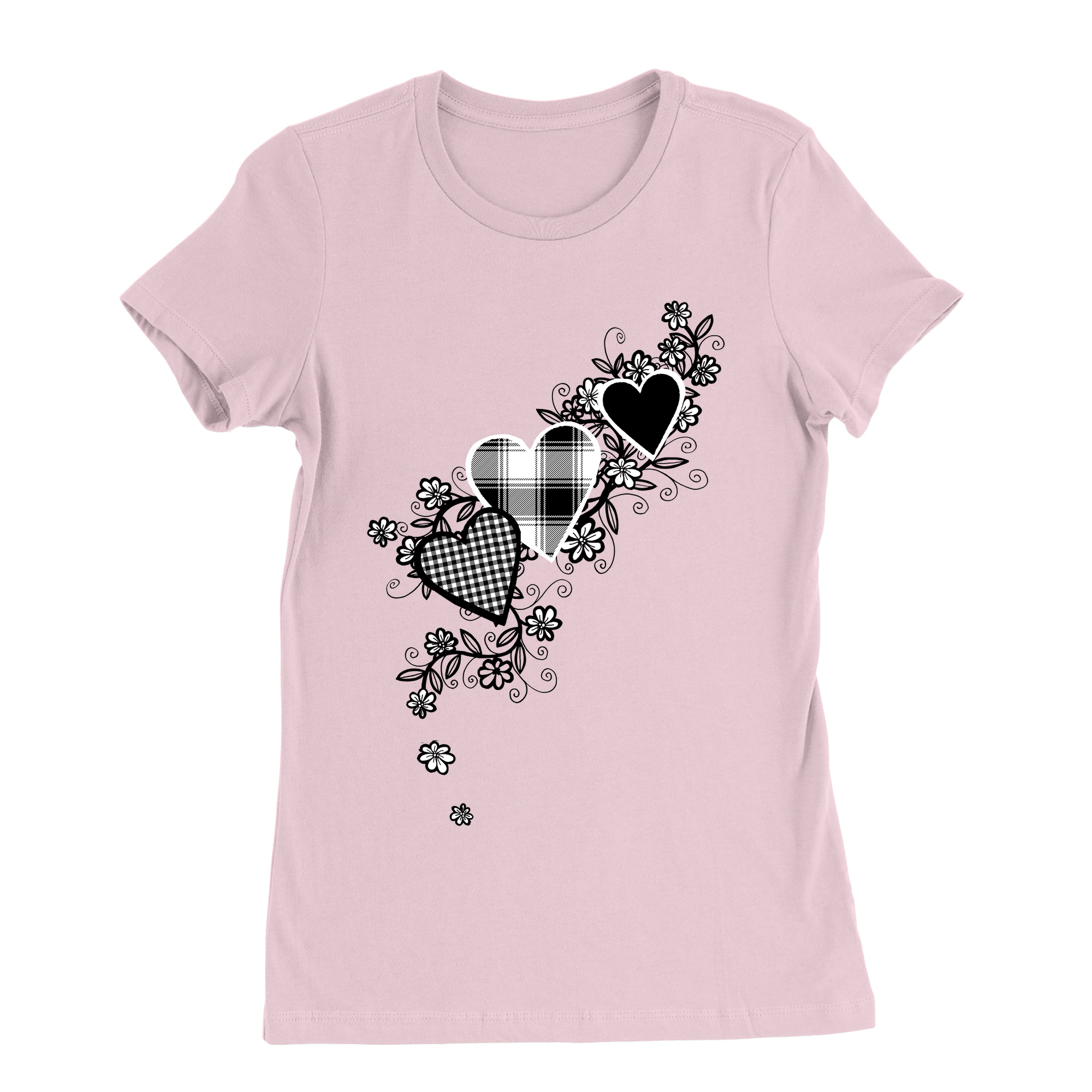 Plaid Pattern Hearts T-Shirt