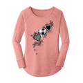Plaid Pattern Hearts Long Sleeve Tunic