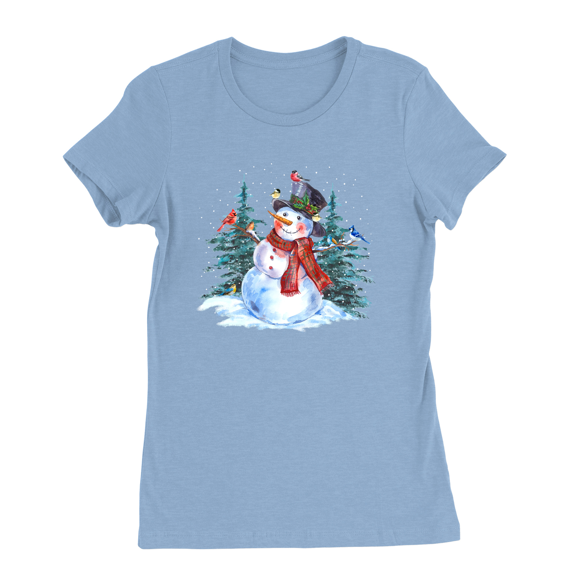 Winter Birds Snowman T-Shirt