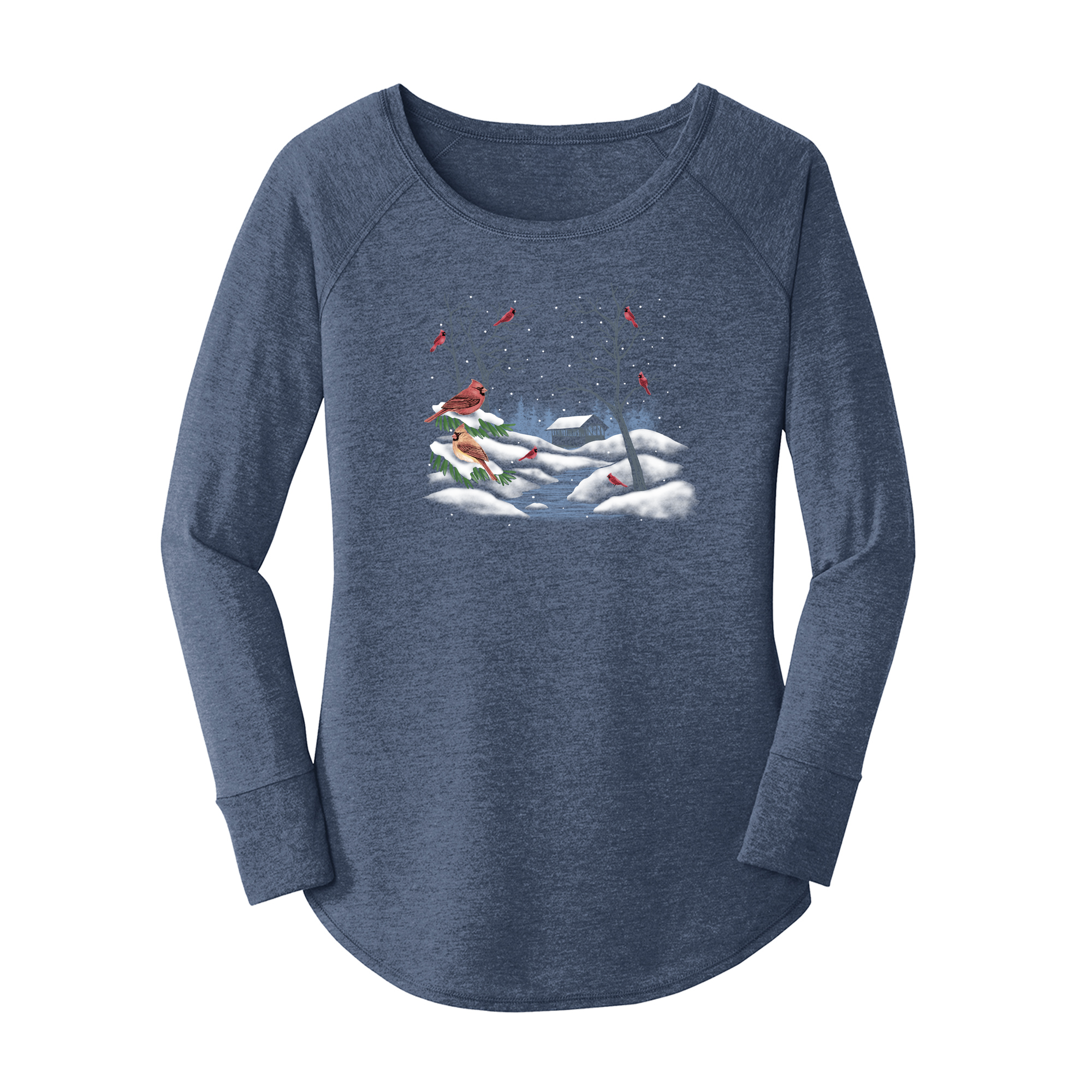 Cardinal Bridge Scene Long Sleeve Tunic