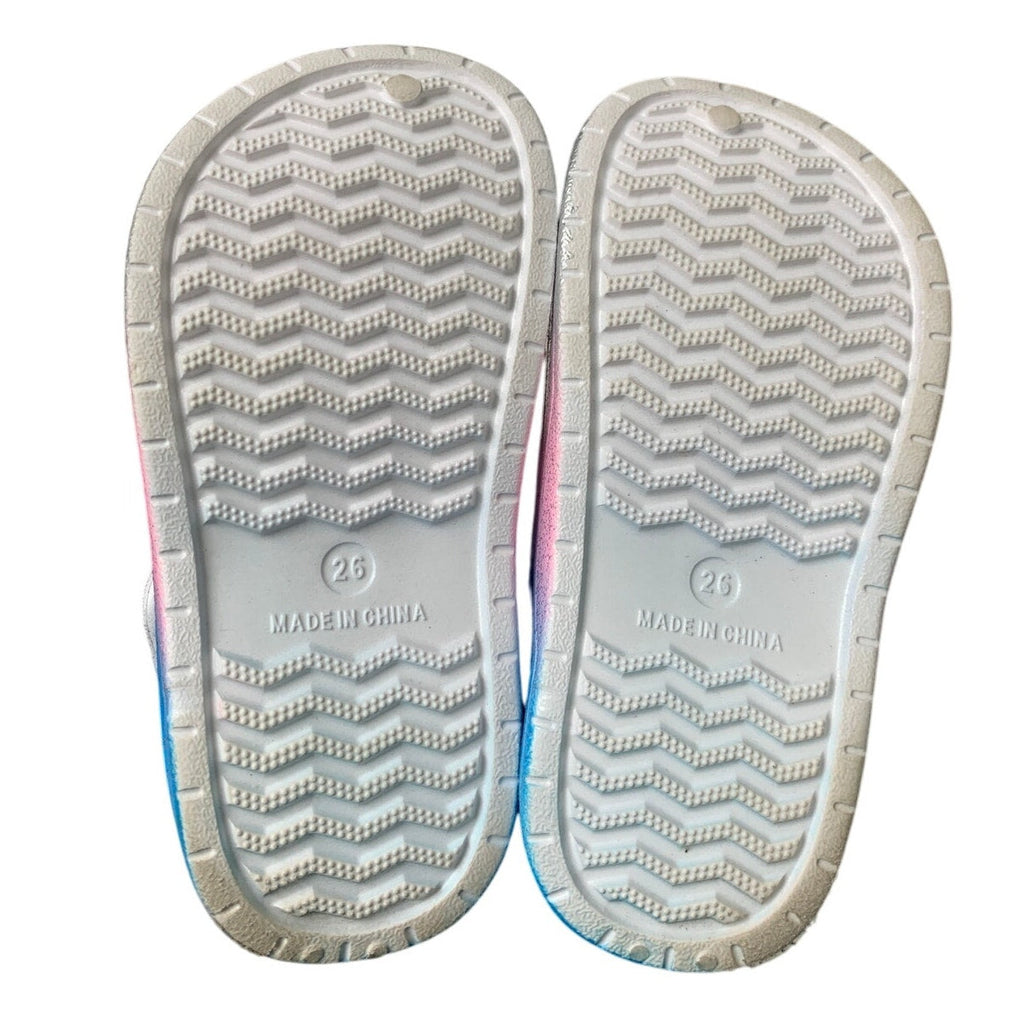 Toddler Girls Size 10 Silver Glitter Ombre Clogs Sandals Slip On Water Shoes