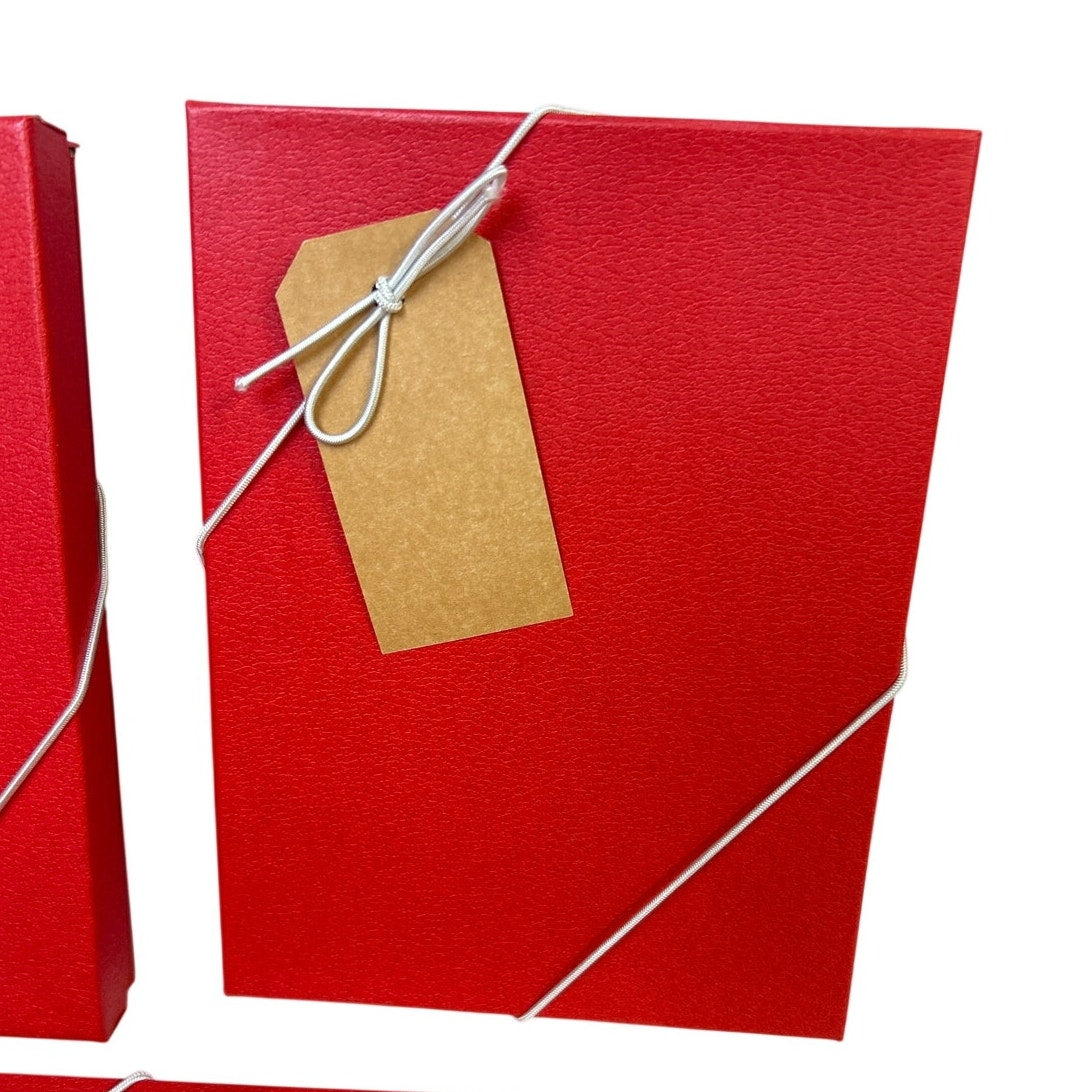 5 New 7-3/8" X 5.5" X 1" Valentine Red Leatherette Cardboard Jewelry Gift Boxes