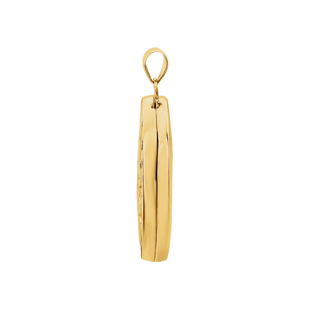 14K Yellow Gold Embossed Oval Locket Pendant – Vintage Solid Gold Photo Locket