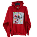 New Hand Printed Womens Large Dragonfly Floral Flower Sweatshirt Hoodie