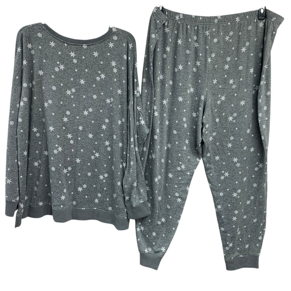 Secret Treasures Womens 3X Merry & Bright Bear Snow Flake Long Sleeve Pajama Set