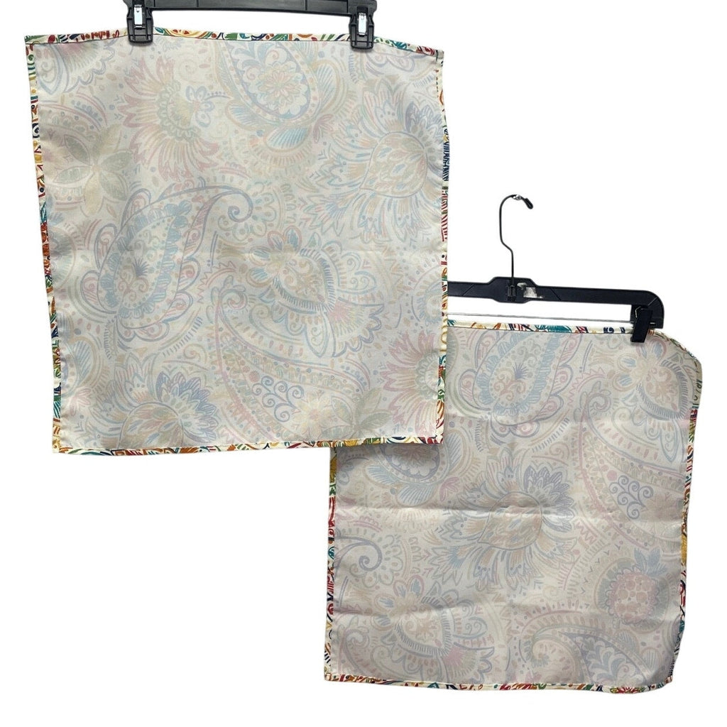 Set of 2 Floral Paisley White Blue Red Cloth Dinner Napkins Table Decor