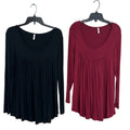 Lot of 2 Cathy Longyuan Womens Large Long Sleeve Scoop Neck Flowy Tops