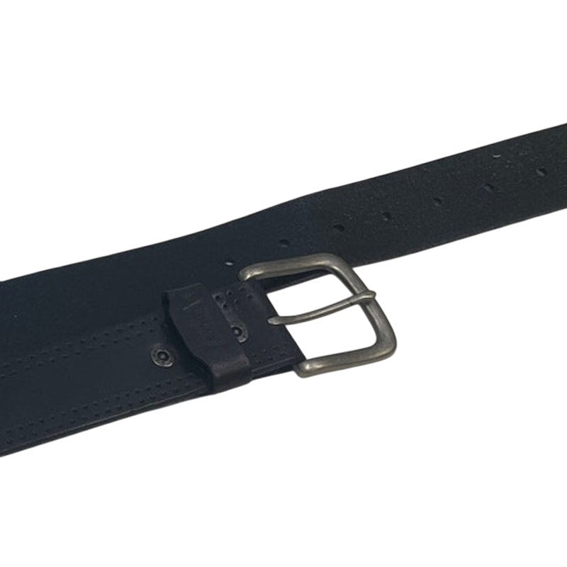 Levi's Mens XL 42-44 Black 1.5" Wide Genuine Leather Silver Buckle Jeans Belt