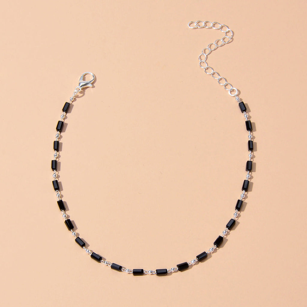 1 pc Foot Beach Jewellery Gold Chain Handmade Black Beads Anklet