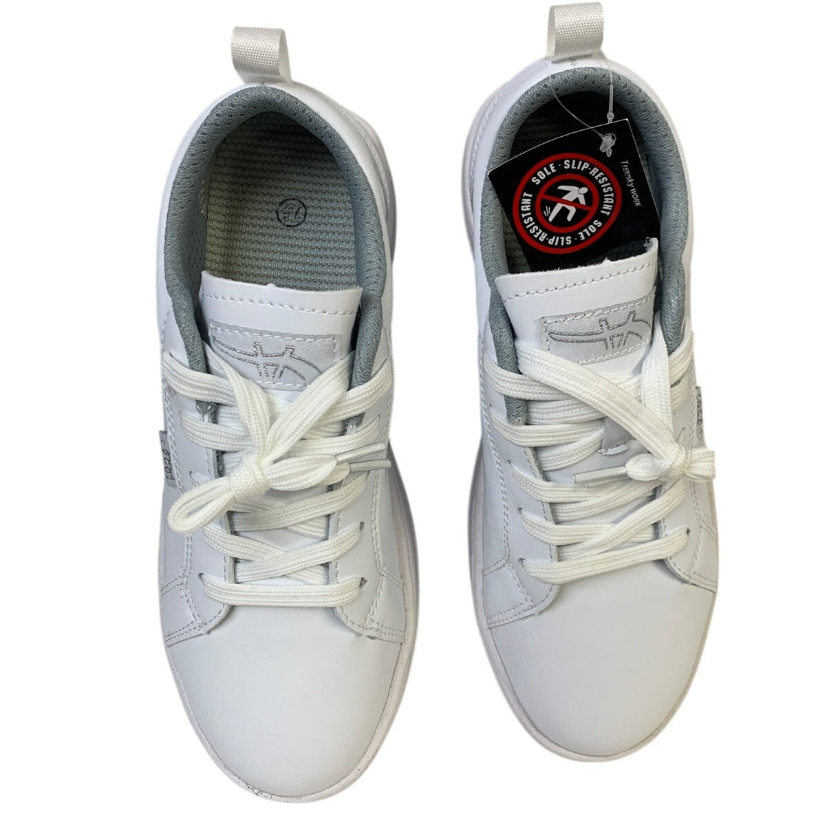 Womens Size 9 White Sneakers Lace Up Round Top Low Top Slip Resistant Work Shoes